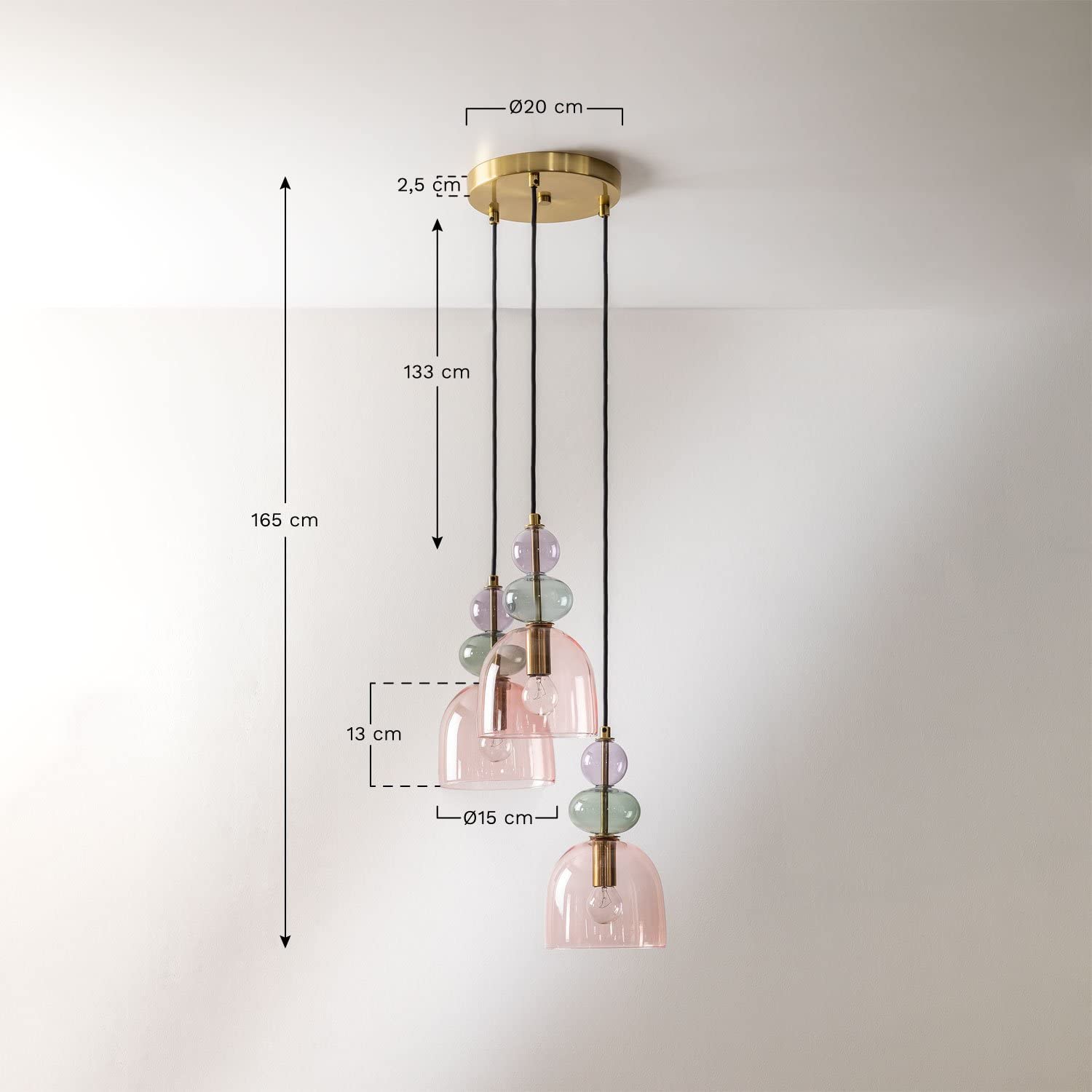 Lustre en cristal noir élégant - Plafonniers modernes semi-encastrés
