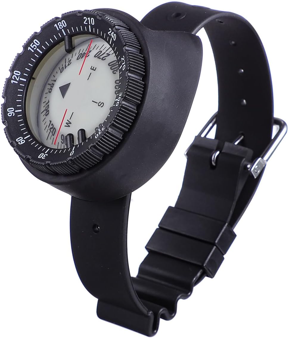 SUPVOX Luminous Waterproof Wristband Compass with Balance Watch Design, Black Outdoor Camping Hiking Navigation Tool for Diving and Sports