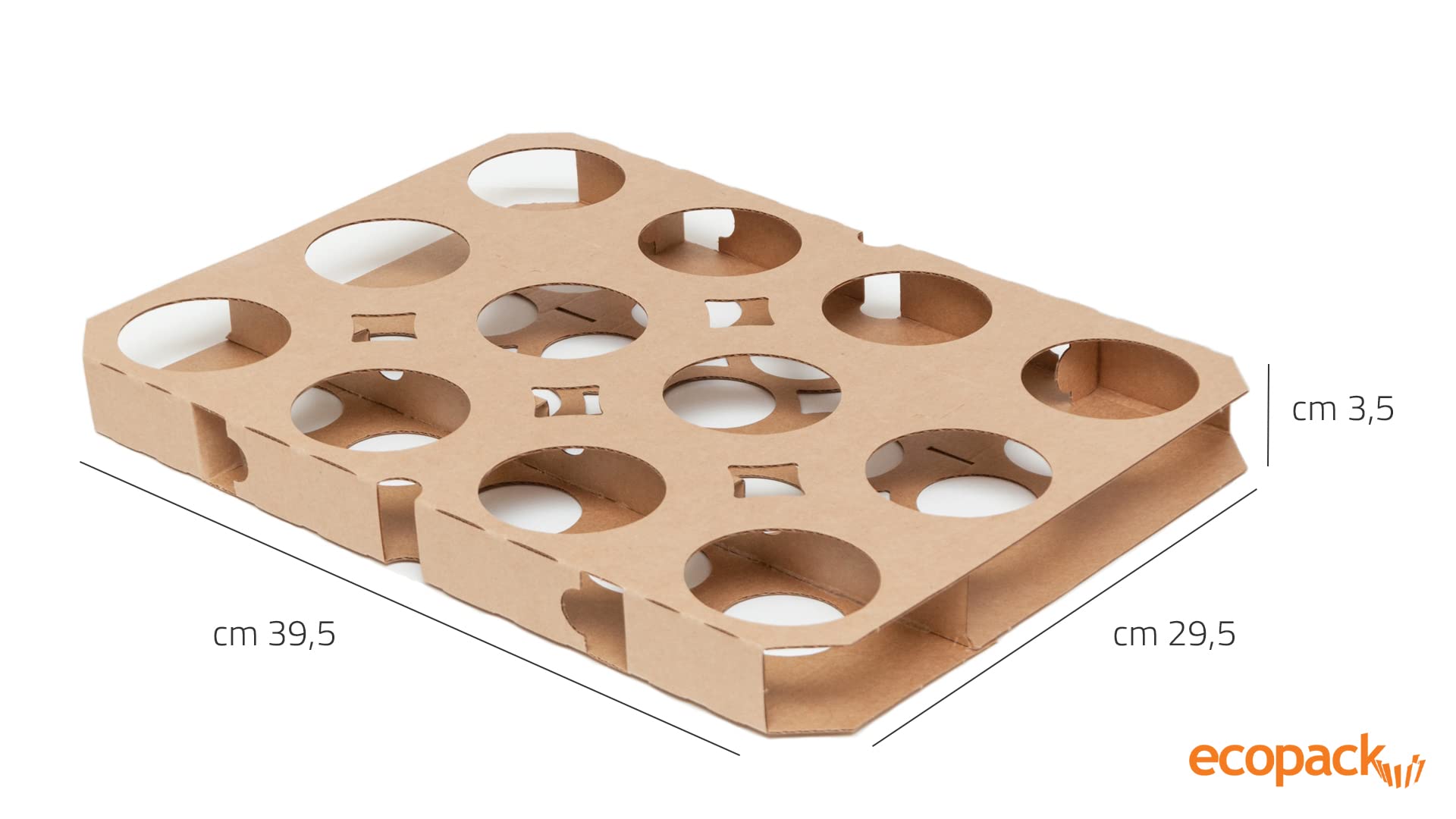 Ecopack Lot de 10 plaques de cuisson tulipe double face en carton, 20 + 12 trous, adaptées au four jusqu'à 220 °C, Blanc cassé