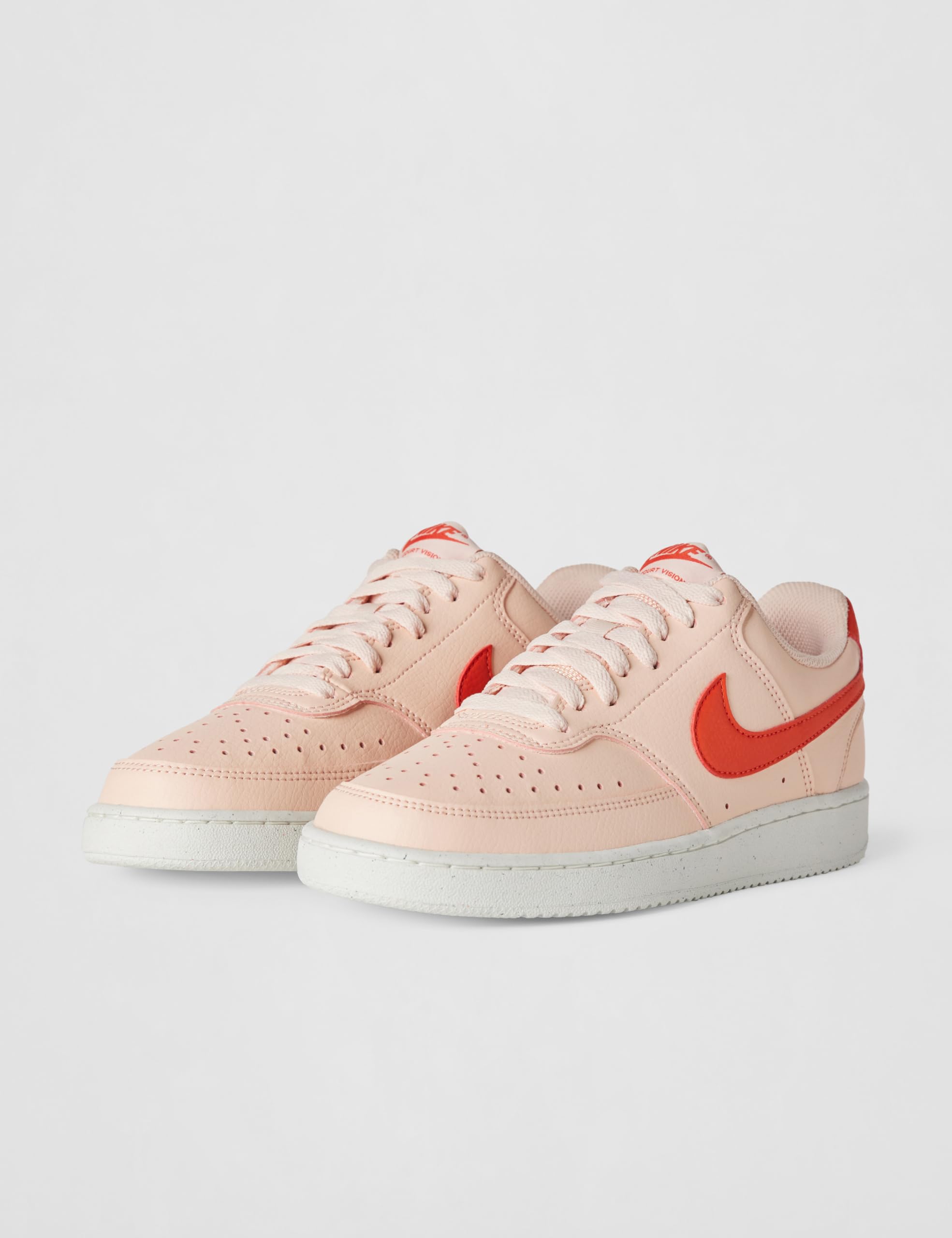Nike Women's Court Vision Low Next Nature Shoes: 10 Washed Coral/Picante Red/Picante Red
