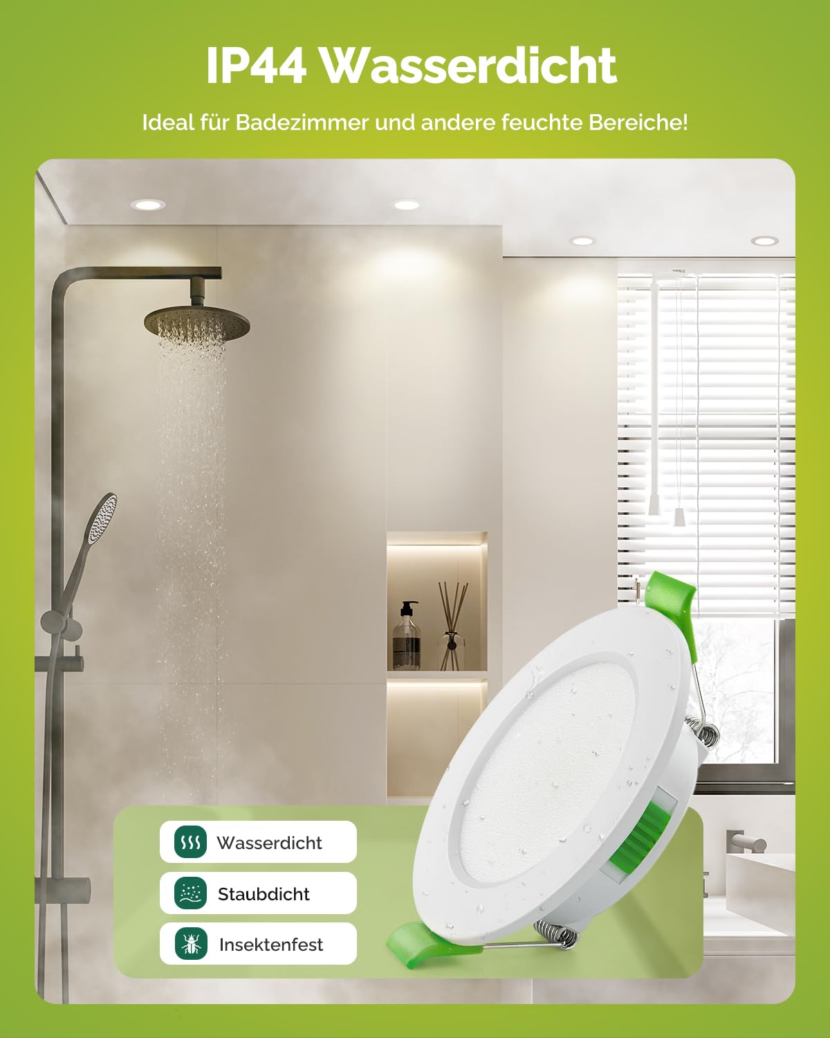 Fondiiz 6er LED Einbaustrahler 230V, 3.5W 340LM LED Spots 55mm - 68mm Lochmaß, Deckenspots 3000K Warmweiß 4500K Neutralweiß 6000K Kaltweiß, IP44 Einbauspots Ultra Flach für Badezimmer Küche
