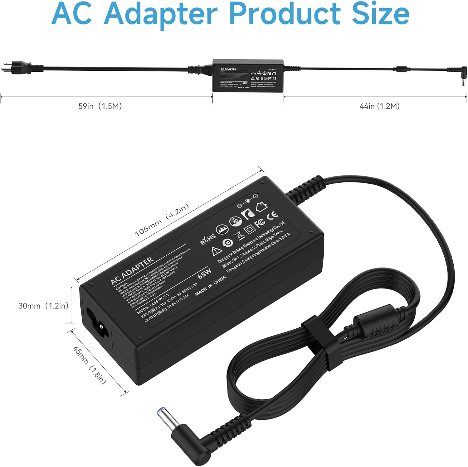 HP 65W AC Adapter Laptop Charger Replacement for HP EliteBook 840 830 850 820 745 G3 G4 G5 G6, HP Pavilion x360 15 13,HP Notebook 14 15, HP Envy X360 15 17 13 15-w117cl 17m-bw0013dx Power Supply Cord