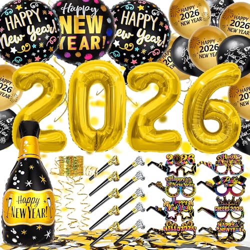 YBwanli Silvester Deko 2026 party set, Bunt Neujahr Silvesterdeko, Fotobox...