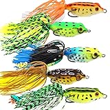 Fishing Lures Topwater Floating Weedless Lure Frog Baits with Double Sharp Hooks Soft Bait for Bass Snakehead Salmon Freshwater Saltwater Fishing (Mix Style)-B
