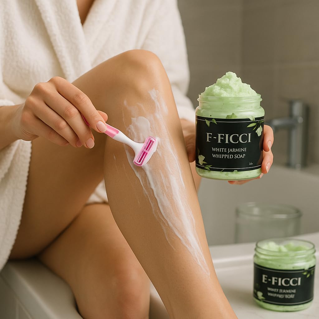 E-FICCI Whipped soap - White Jasmine scent, 120 g, Moisturizing and Nourishing Body wash, VEGAN frendly, MADE in UK - Image 4
