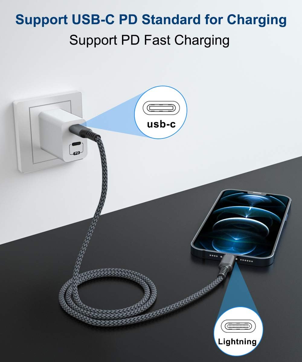 Flash Sale Buy 1 get 1 USB C to Lightning Charger Cable 10ft with USB A Adapter,Apple MFI Certified Type C Power Delivery PD Fast Charging Cord for New iPhone 11 12 13 Mini Pro Max,SE 3 3rd 2022,iPad 8 9 8th 9th Generation