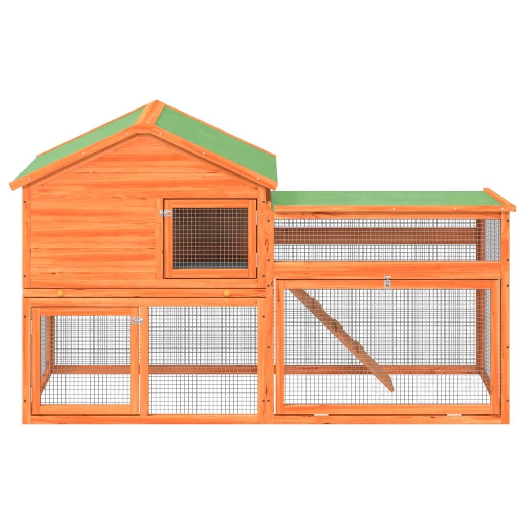 Kaninchenstall aus massivem Kiefernholz 185,5x60,5x109,5 cm mit Freilaufgehege und wasserfestem Dach, Kleintierkäfig für Hasen, Meerschweinchen, Nagerheim und Outdoor Nutzung