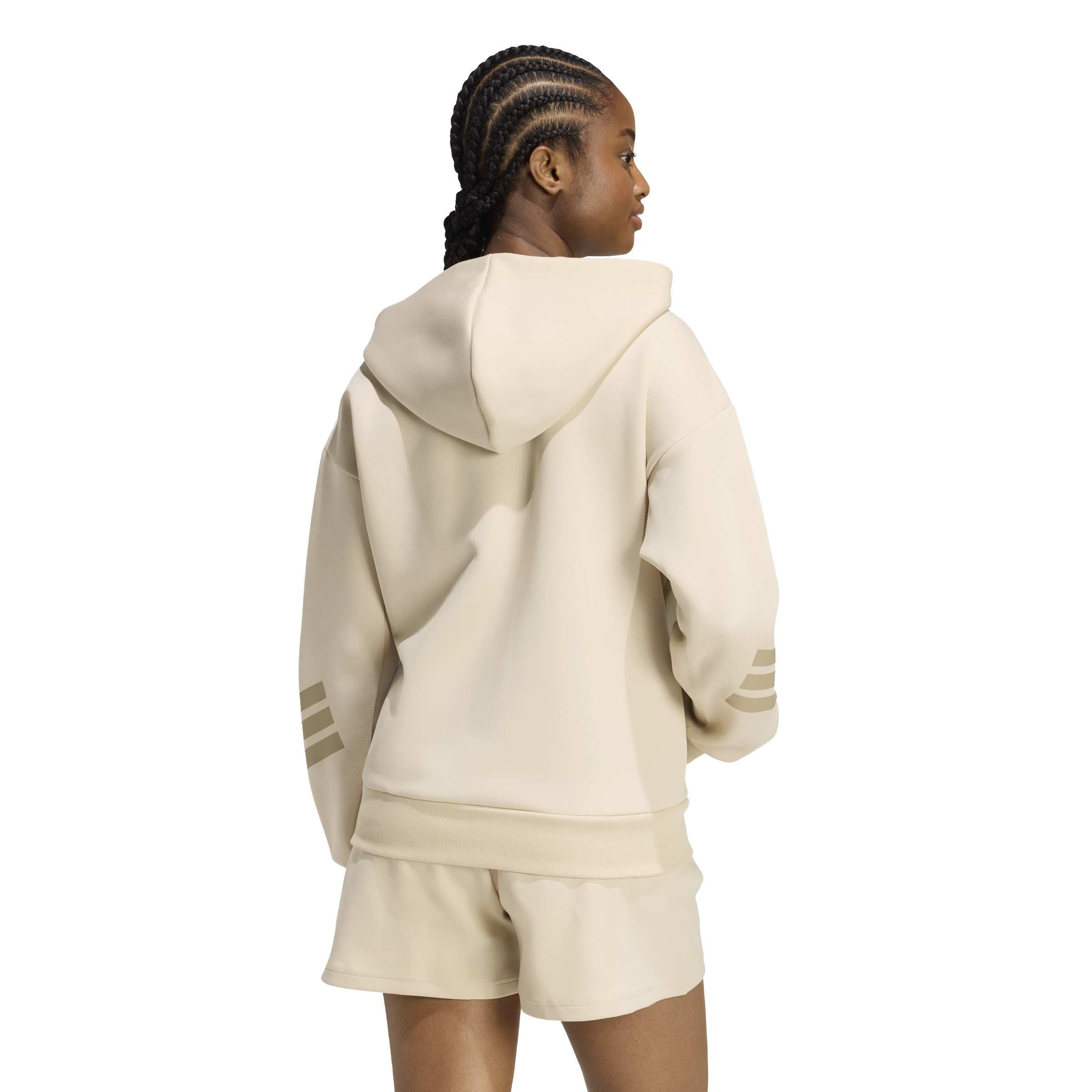 adidas dames FUTURE ICONS THREE STRIPES FULL ZIP HOODIE, Crystal Linen, M
