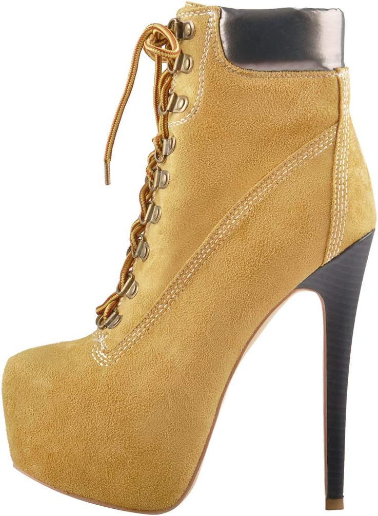 Women's Platform Lace Up Stiletto Heel Ankle Boots