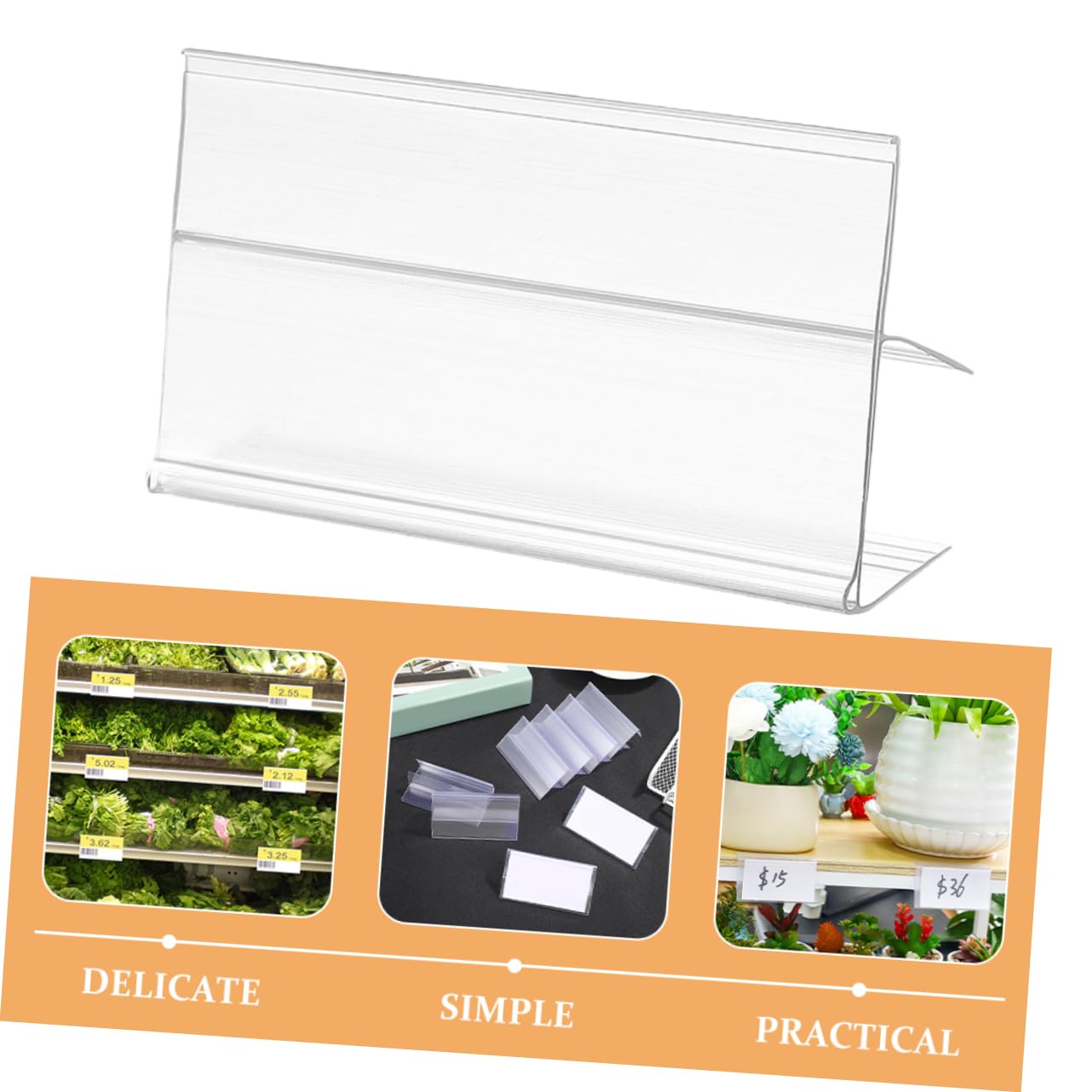 100 pezzi Porta Etichette Trasparente per Supermercati Cartellini PVC per Scaffali Versatile Facile Aggiornamento per Negozi e Centro Commerciali