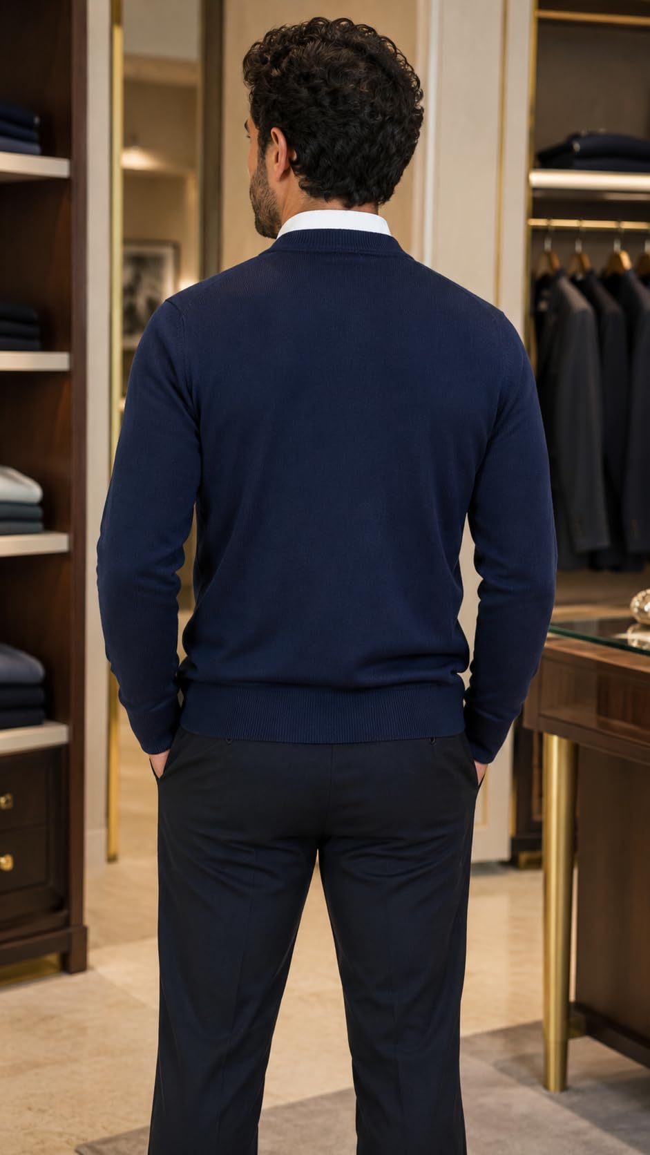 Maglione Uomo Pullover Cardigan con Bottoni Misto Lana Merinos Extrafine Made in Italy