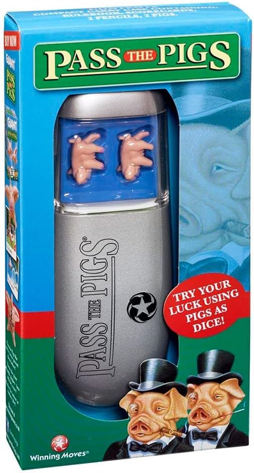 PASS THE PIGS Dice Game, The classic party and travel game, Will you get a Leaning Jowler? A Double Snouter?, first to 100 points wins, great gift for ages 6 plus