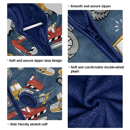 Image of Aflyko Boys Fleece Coat Blue Zip-Up Hoodie Girls Outerwear Kids Hooded Jacket