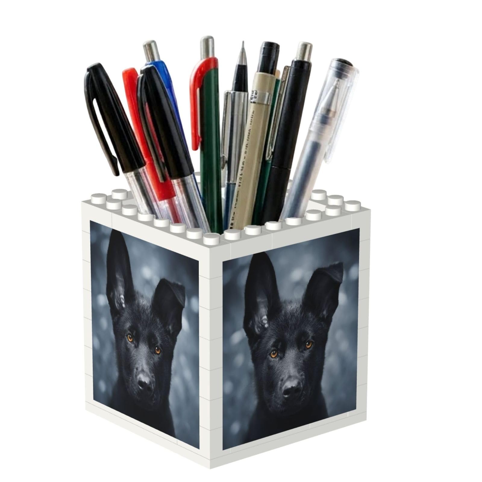 Poadnly Black German Shepherd Puppy German Shepherd, Pen Pot Pencil Holder for Office Home School, Compact Desk Organiser for Office Stationery