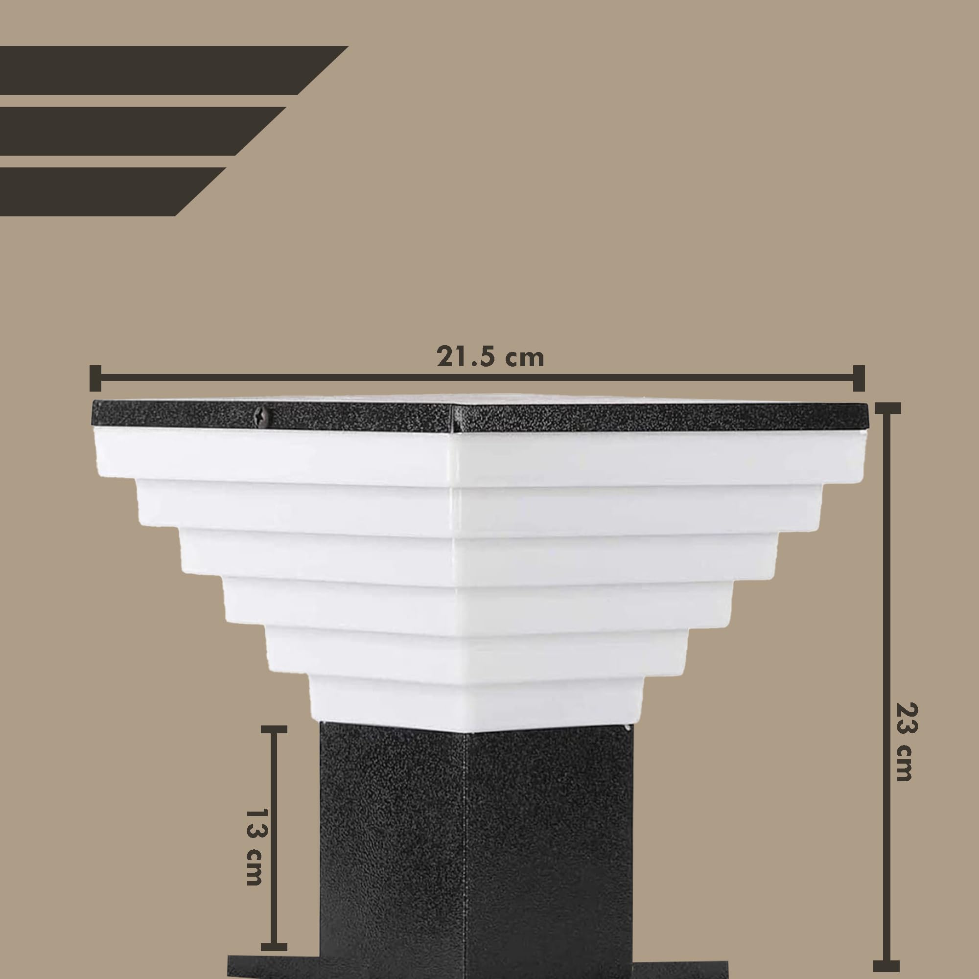 SINOMAN Metal and Polycarbonate Gate Light for Home Waterproof | Gate Lamps for Main | Outdoor Garden Light | Pillar Lights (GL Delux, Pack of 2) Bulb Not Included 3