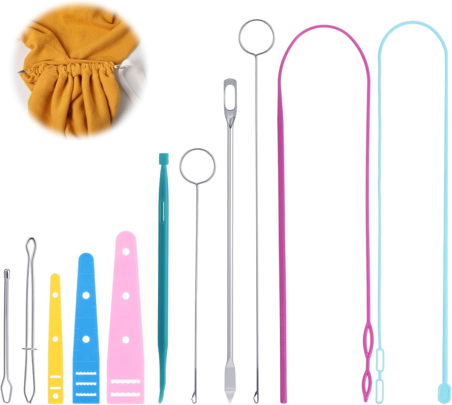 11Pcs Drawstring Threader Tool Set, Stainless Steel Drawstring Threader, Flexible Drawstrings Threaders, Drawstrings Threaders Tool for Jackets Coats Pants Hoodies Sweaters