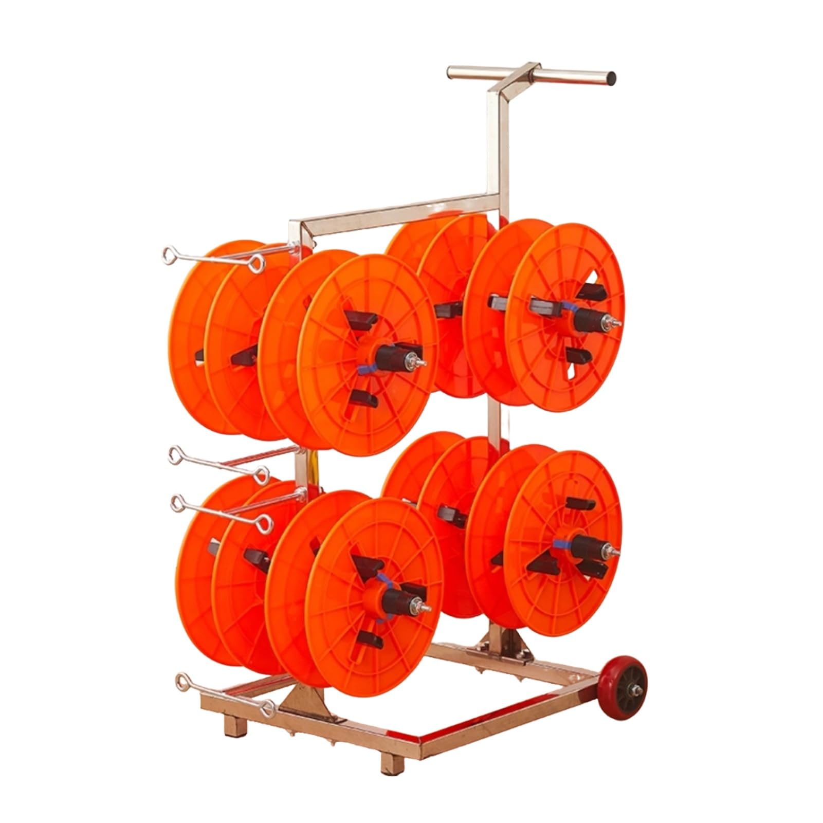 WDSOPK Wire Spool Rack,Cable Reel Holder and Dispenser,Multi-Spool,4 Rods for Electricians Workshop Warehouse (Orange 8 Rods Wire)