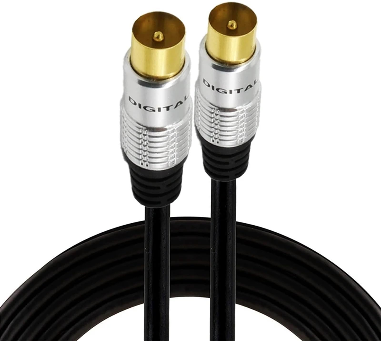 Kabel przedłużający RG59U 9,5 mm do telewizora męskiego na żeński kabel koncentryczny do telewizora satelitarnego Modem kablowy Set-top box pozłacany (2 m, TV9,5 mm M-M)