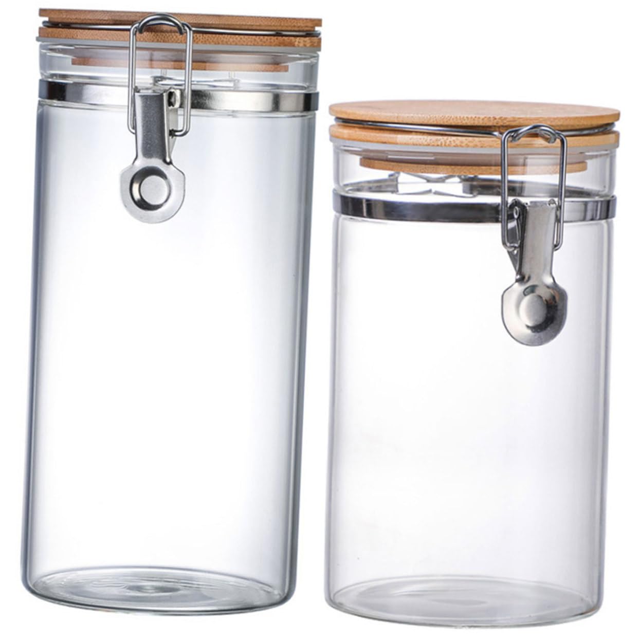 2 Stück Edelstahl klappdeckel Vorratsgläser Luftdichte Küchenbehälter für Getreide Aufbewahrung Bpa frei Transparent zur Lebensmittelorganisation