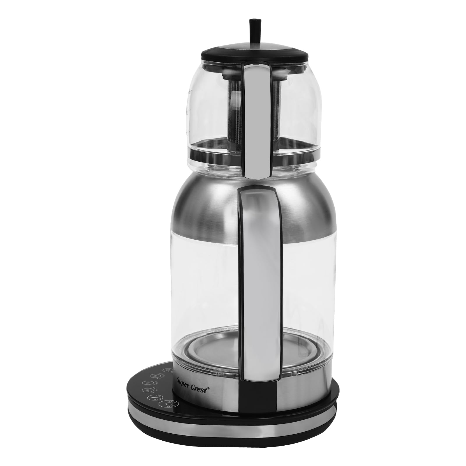 Hervidor de Agua de Cristal, 1800 W Hervidor Eléctrico de 2 +1 L, Tetera de Cristal 2 en 1, 5 Temperaturas Preestablecidas (65 ℃/80 ℃/90 ℃/95 ℃/100 ℃), para Oficinas, Hoteles, Apartamentos