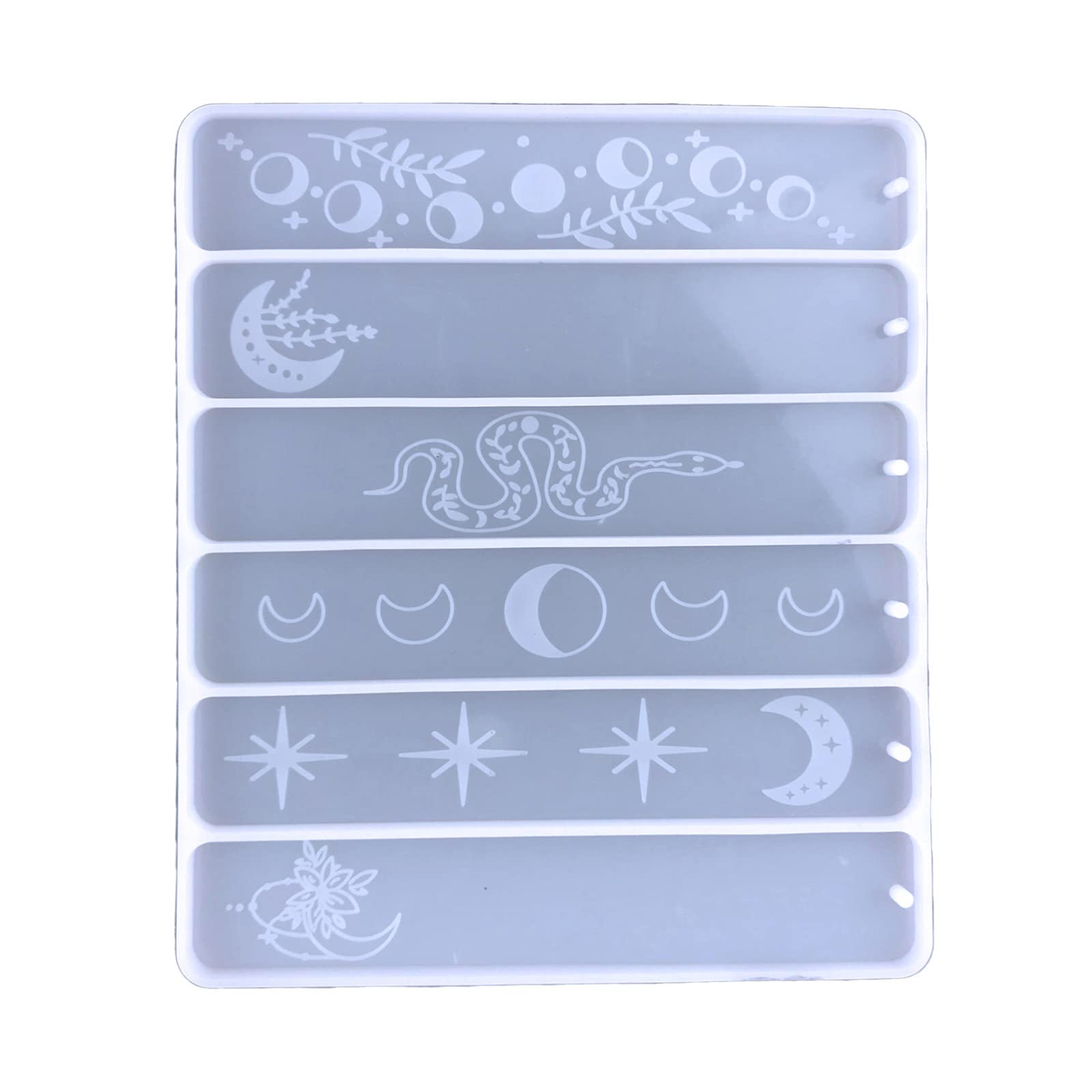 Rimue Clear Moon Phase Bookmark Mold With Hole,Epoxy Resin Mould For Diy Jewelry Crafts,Silicone Molds Rectangle