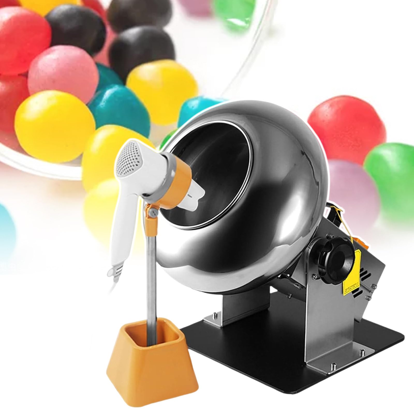 Hcauynn Light Table Top Automatic Tablet Coating Machine,Electric Sugar Coater Pan+ Hair Dryer,Chocolate Drying Polishing Machine,220V