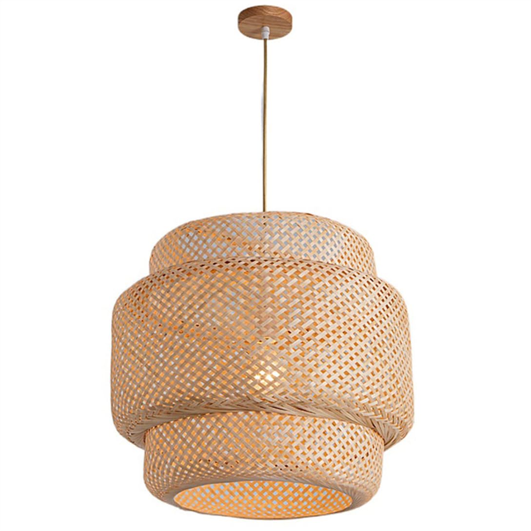 HCIPJQY Nordic Kitchen Island Lamp Tropical Light Fixture Ceiling with Wicker Lamp Shade Handwoven Bamboo Wicker Pendant Light Ceiling Hanging Lamp Fixture for Bar Cafe Living Room(with No Bulb)