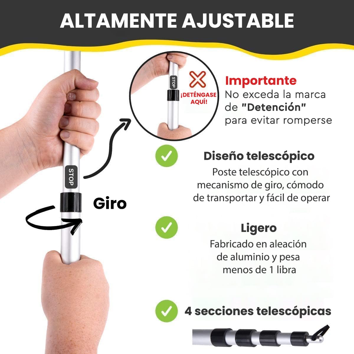 Poste de coqueteo para Perros con cordón no elástico Seguro y Fuerte, señuelo telescópico para Perros de Cualquier tamaño, Juguete para Perros para Entrenamiento y Ejercicio de Yes4Quality