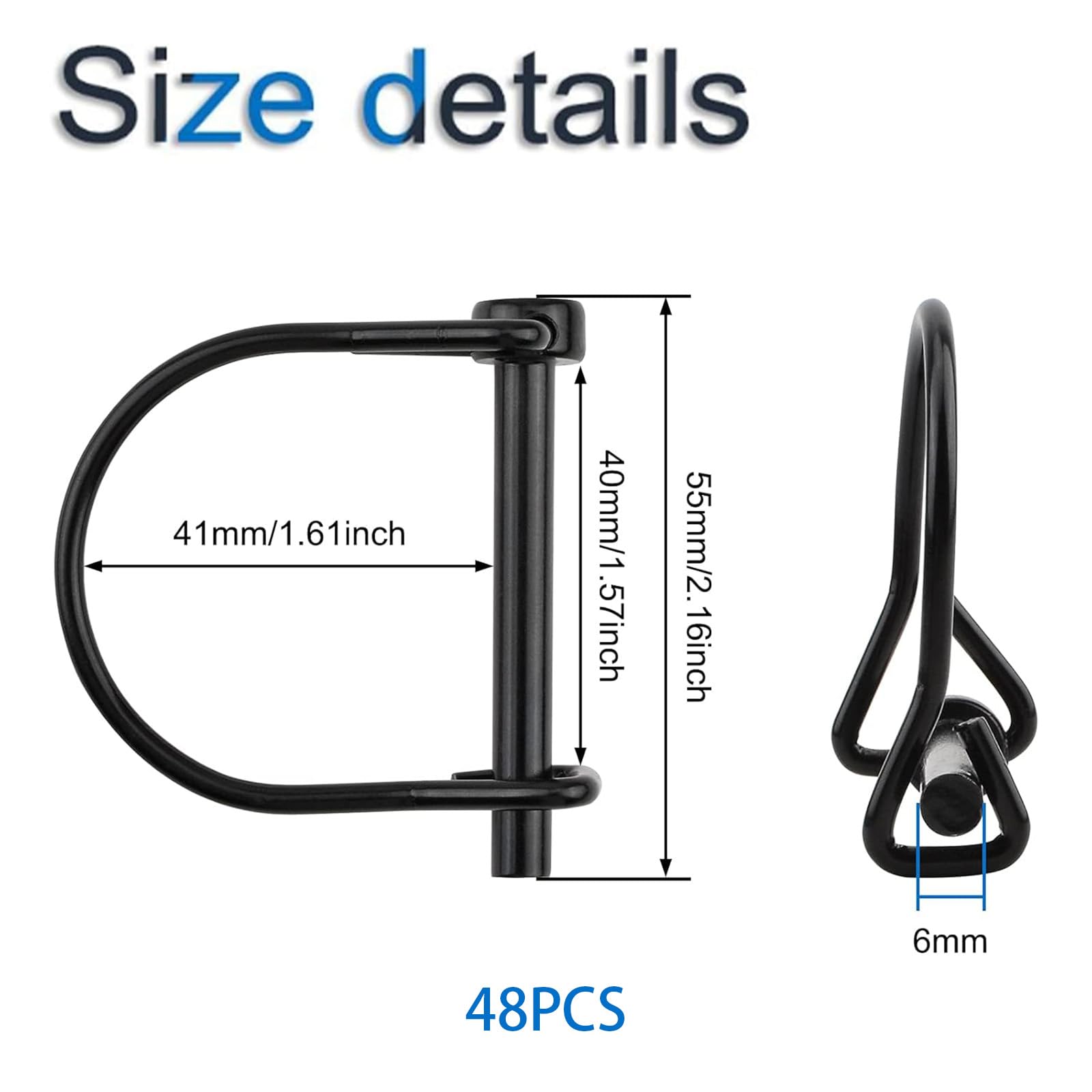 INCREWAY 48 perni di bloccaggio per albero di sicurezza, resistenti, da 1/4", perno cardanico, rotondo, per rimorchi, per fattoria, prato, giardino