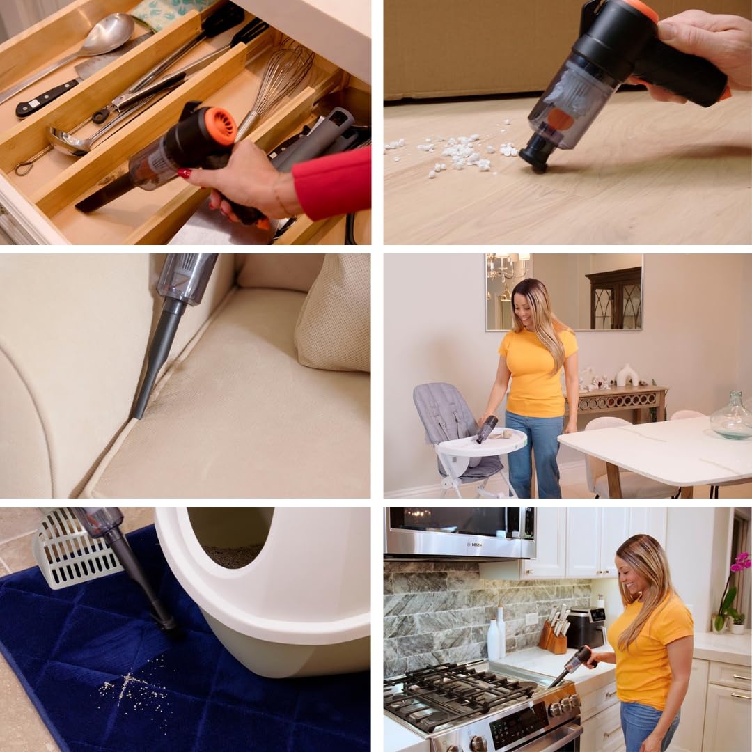 STARLYF Clean-All-Vac - Aspirapolvere Senza Fili 2 in 1, Aspirapolvere e Soffiatore Portatile Ricaricabile, Mini Aspirapolvere per Auto, Ufficio e Casa, con Ugelli Intercambiabili, Nero