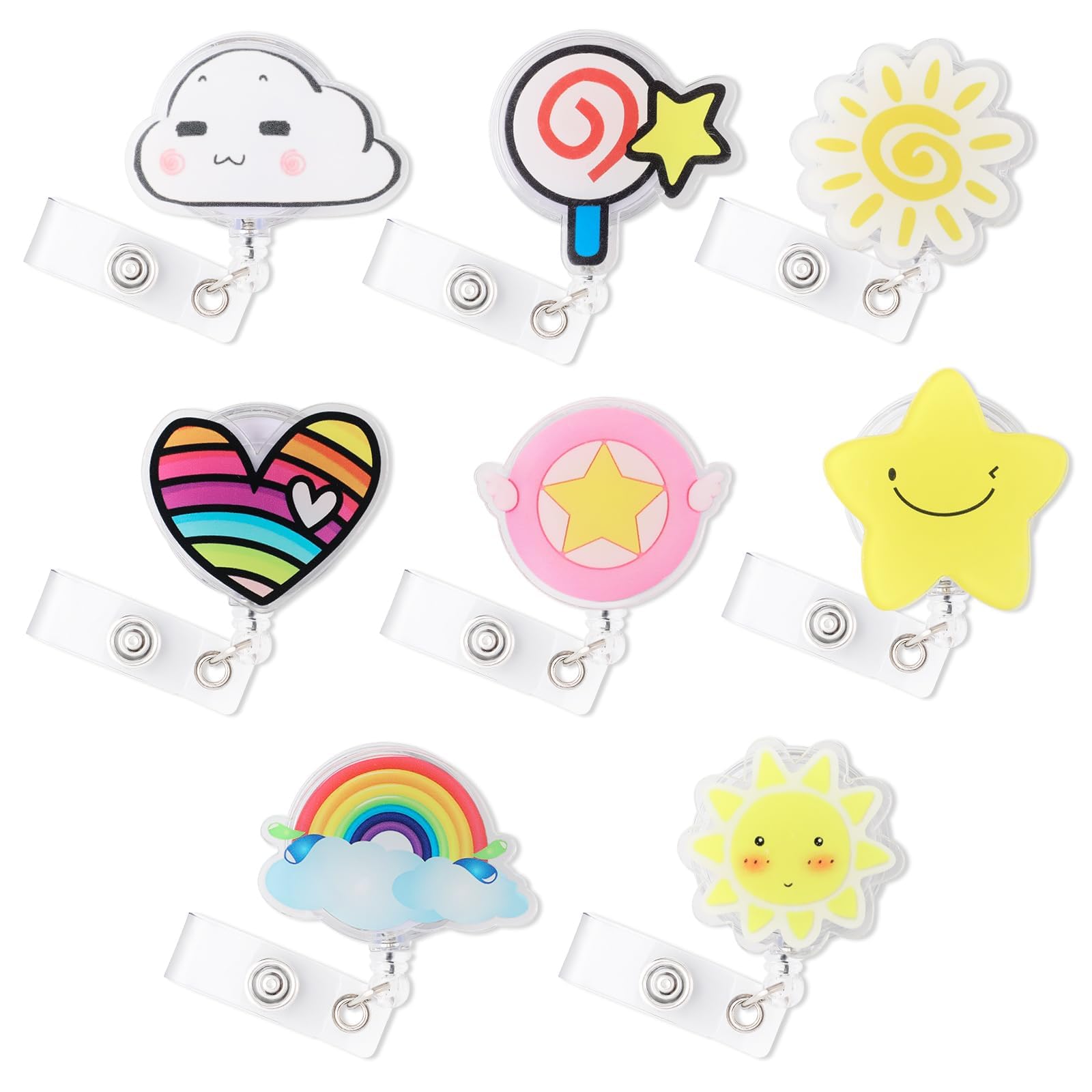 Retractable Badge Reel Clip 8 Pack, Cute Cartoon Badge Reel for Nurses — image 1