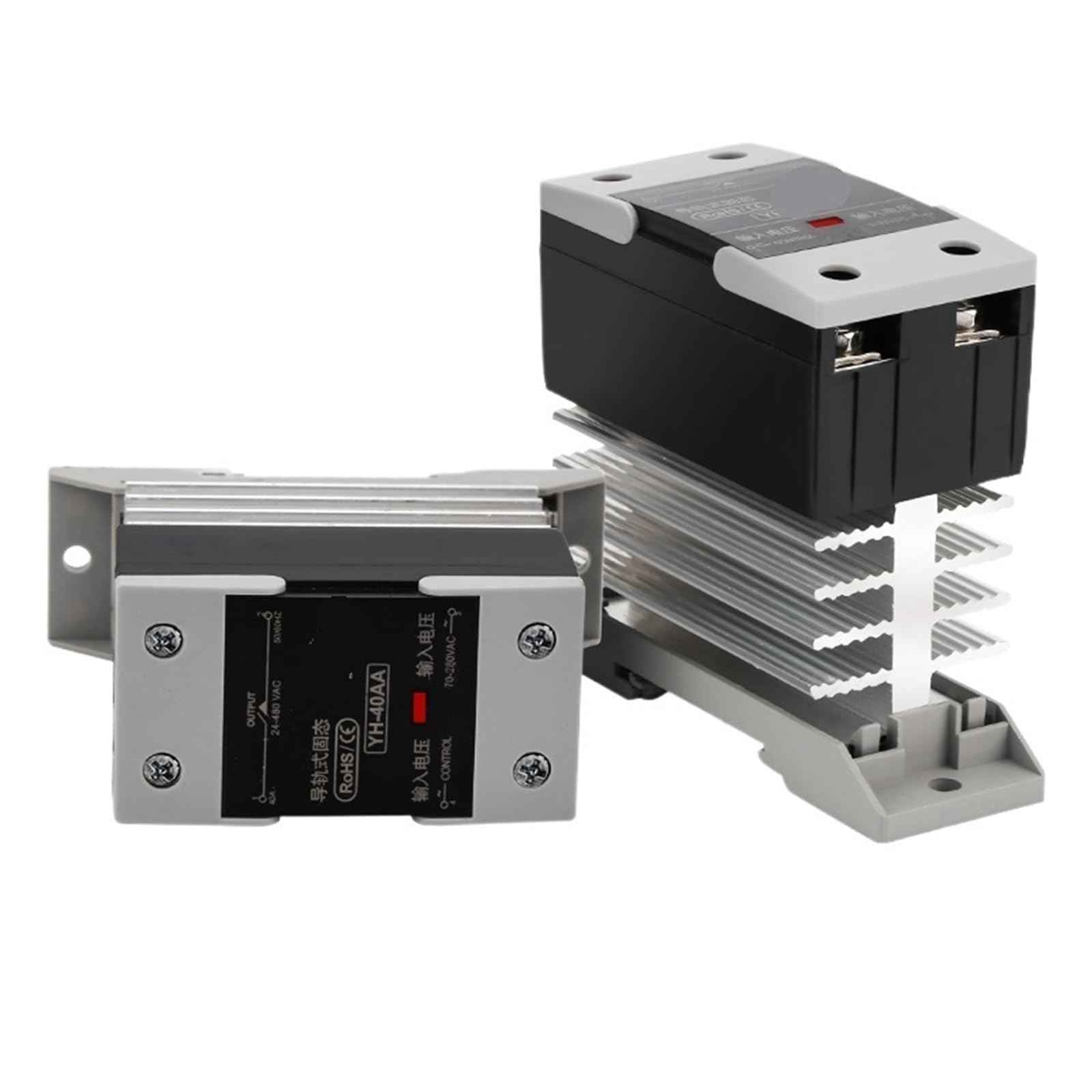 Relè statico a montaggio su binario SSR 10A 25A 40A 60A 80A 100A 120A Controllo CC monofase Controllo CA con dissipatore di calore 1 pezzo(AC-AC,120A)