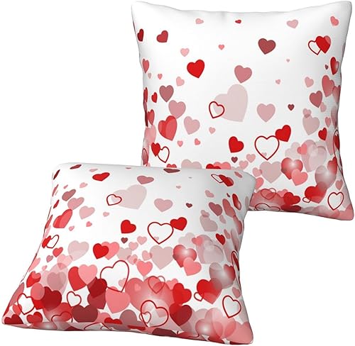 Miniatura 5 de Juego de 2 fundas de almohada de corazón para el día de San Valentín, fundas de almohada de corazones de amor de 18 x 18 pulgadas, funda de almohada