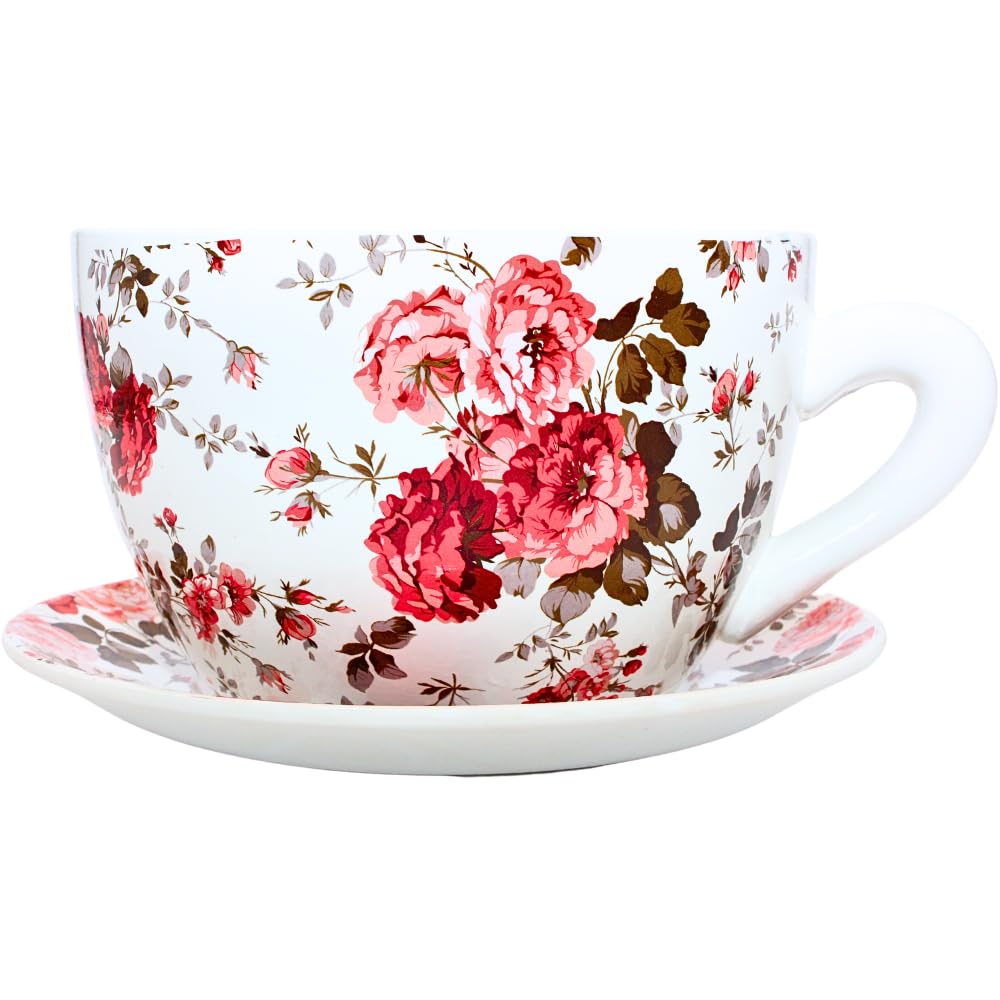 Dekohelden24 Blumentopf, Pflanztasse, Pflanzkübel, Pflanzgefäß, Übertopf aus Keramik bunt L/B/H 28 x24 x14 cm Garten
