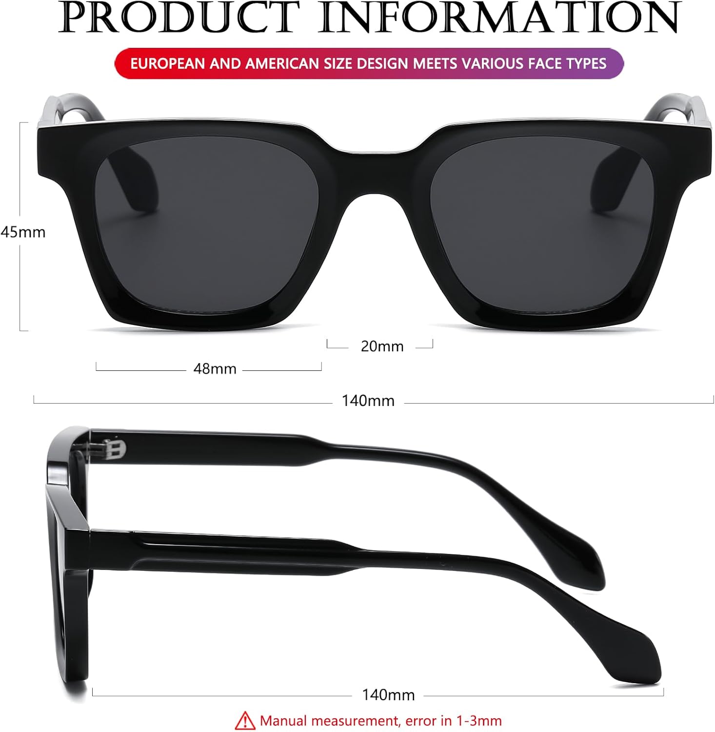 AIEYEZO Square Sunglasses for Men Women Trendy Retro Sun Glasses 90's Vintage Square Designer Shades - Image 6