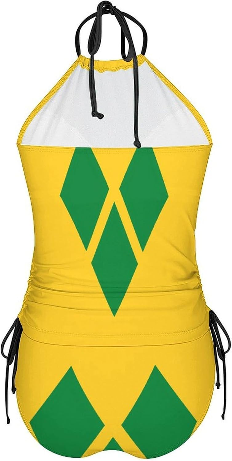 Flag of Saint Vincent and The Grenadines Women Tankini Swimsuits Two-Piece Bathing Suit Tie-Back Straps Swimwear