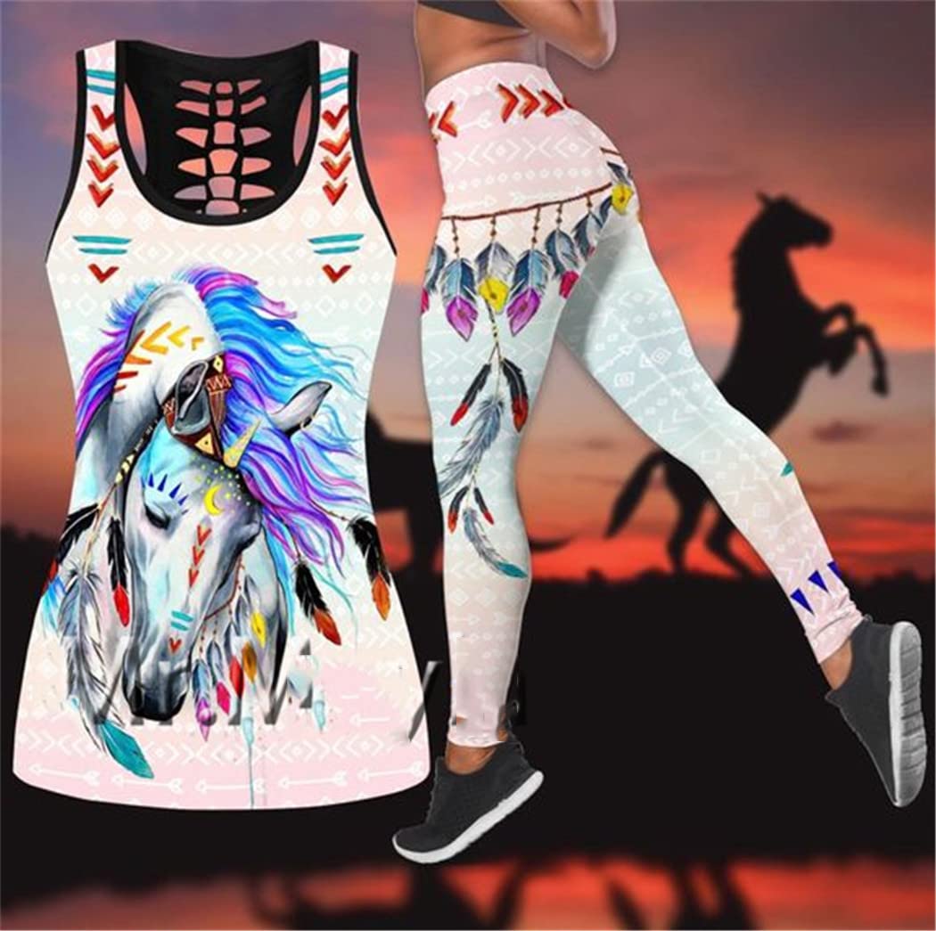 Love Horse 3D-gedrucktes Tanktop für Damen, sexy Weste, Mädchen, modisch, Kawaii-Tank-Tops, Tanktops und Leggings, Large