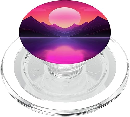 Retrowave 80s Vaporwave Sunset Synthwave PopSockets MagSafe PopGrip for iPhone