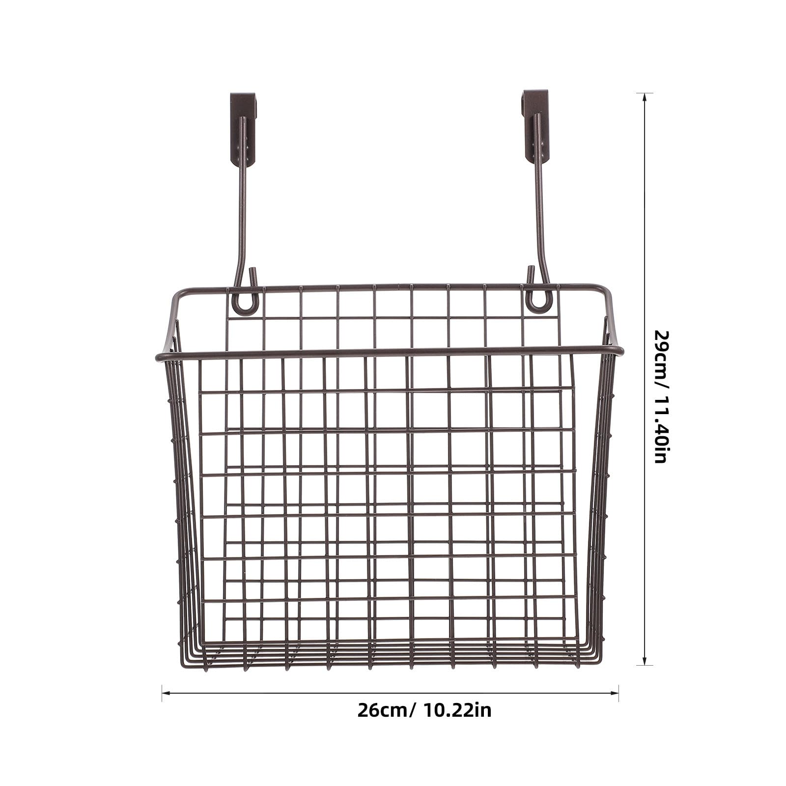 Amosfun Cesta de Almacenamiento Colgante para Puerta de Cocina Negra de Alambre de Hierro, Cesta Organizadora de Gran Capacidad para Despensa y Hogar, Soporte Práctico para Utensilios y
