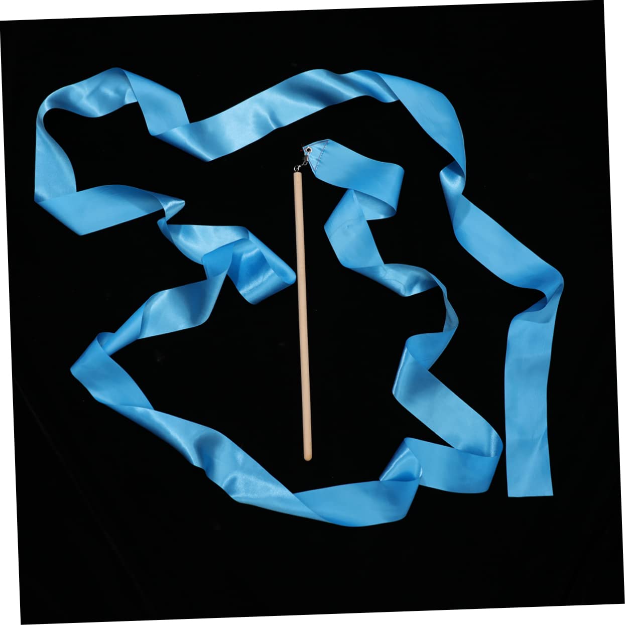 BESPORTBLE Ruban de Gymnastique Artistique Bleu 2 Pièces Poignée en Bois et Soie