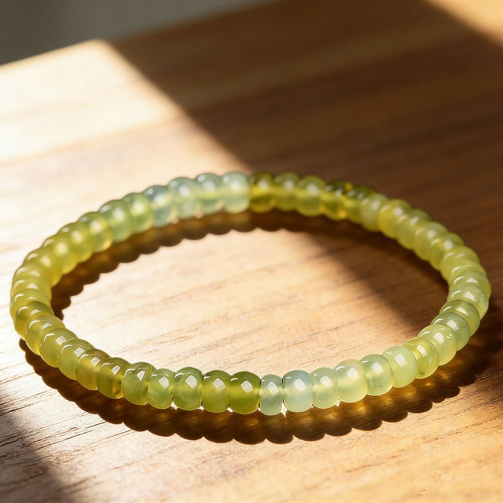 Bracciale in Giada Hetiano ricchezza prosperità, guarigione Fengshui Fatto a Mano da Uomo con Pietre preziose Naturali Braccialetti Elastici Elasticizzati da Donna Perline Pietra