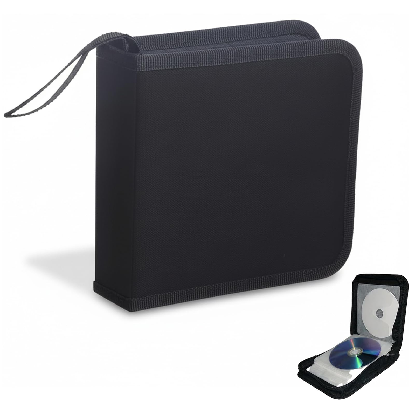 Porta CD Custodia, Custodia per 44 CD, Supporto per Custodia per Organizer per Dischi Protettivi per Viaggi in Auto, Nero
