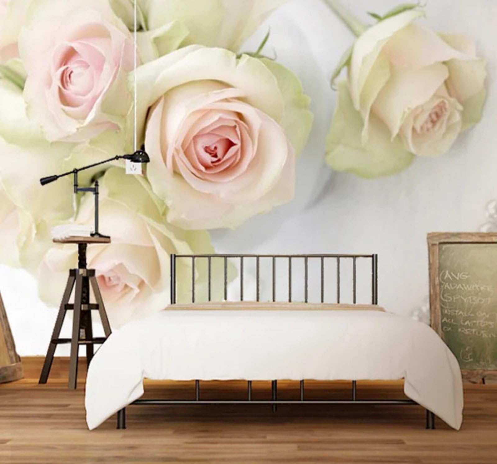 Three Dimensional Exquisite Fresh Pink Roses 3D Wallpaper Easy Install Feature Office Living Room Sofa Bedroom TV Background Wall Decoration-250cm×170cm