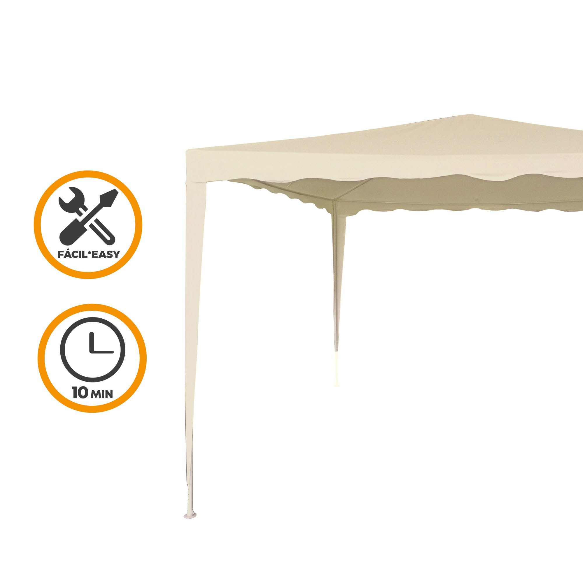 AKTIVE 61023 - Carpa Desmontable 300x300x240 Crema, Toldos Exterior terraza, terraza, Playa o Camping, Pérgolas de jardín, Cenador fácil de Montar