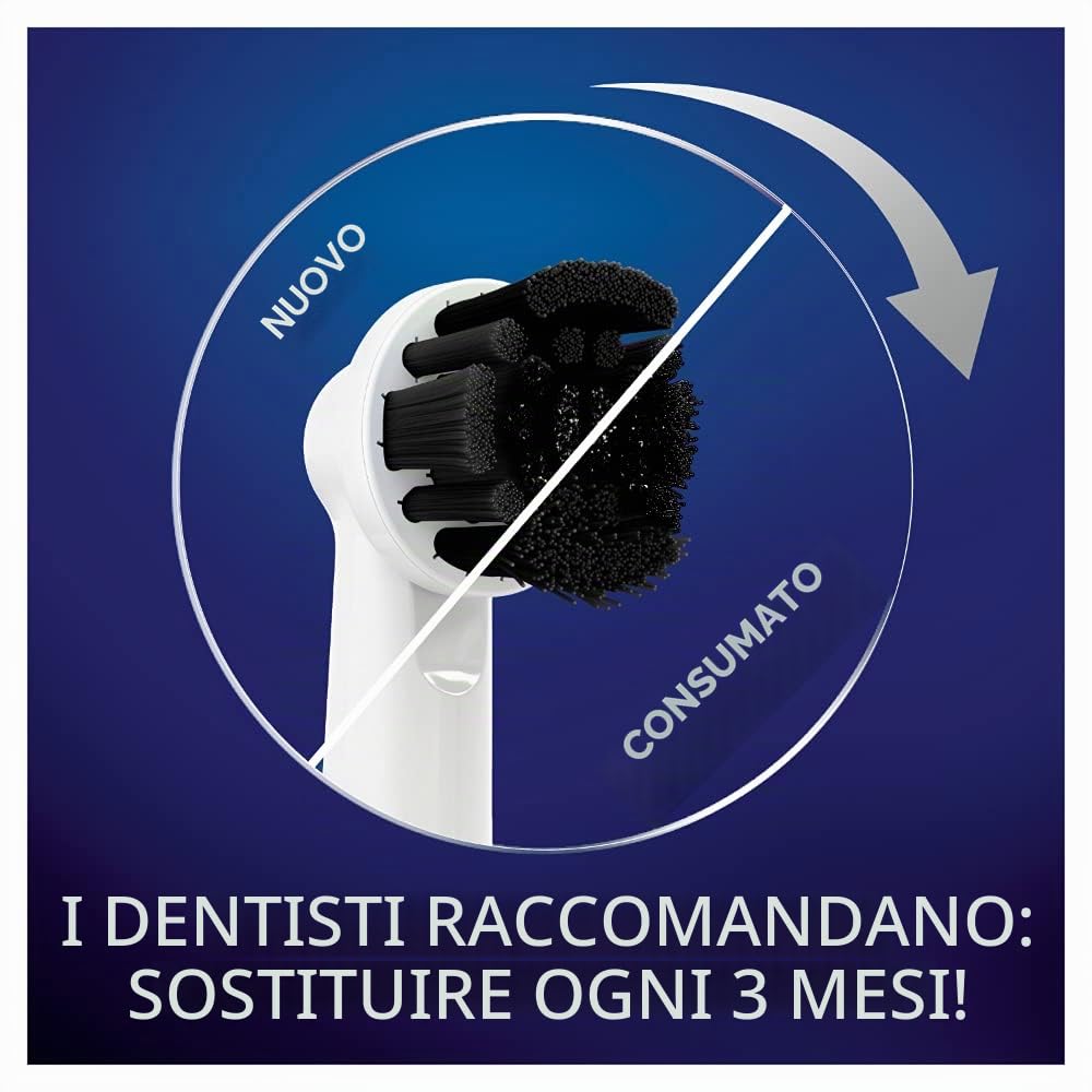 Oral-B Pure Clean - Set di 8 testine per spazzolino elettrico con setole di carbone attivo, spazzolini Oral-B
