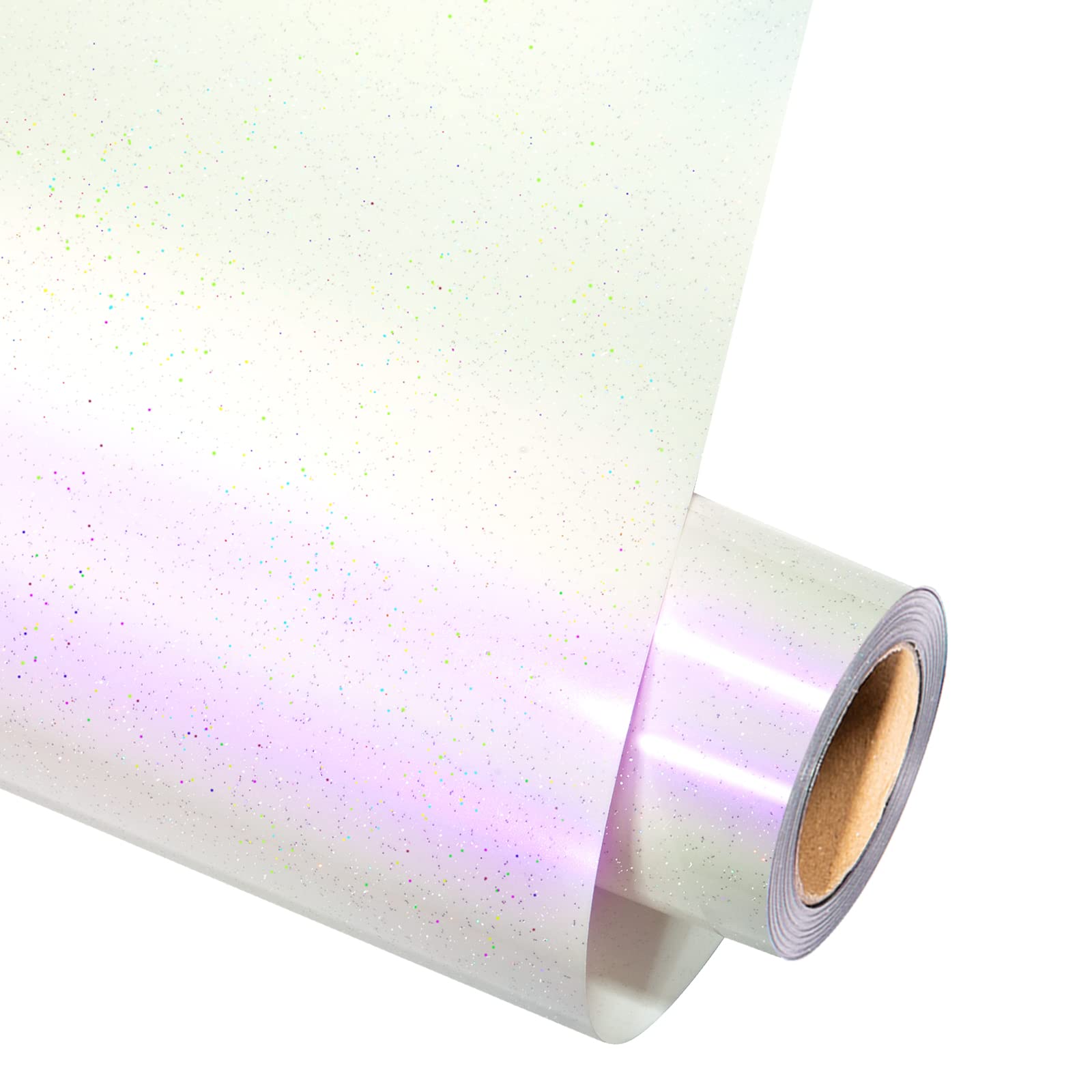 VINYL FROGGlitter Heat Transfer Vinyl Chameleon HTV Vinyl Roll 30.5 x 155cm White Heat Press Vinyl Iron on Sparkle Vinyl for T-shirt or Other Fabric