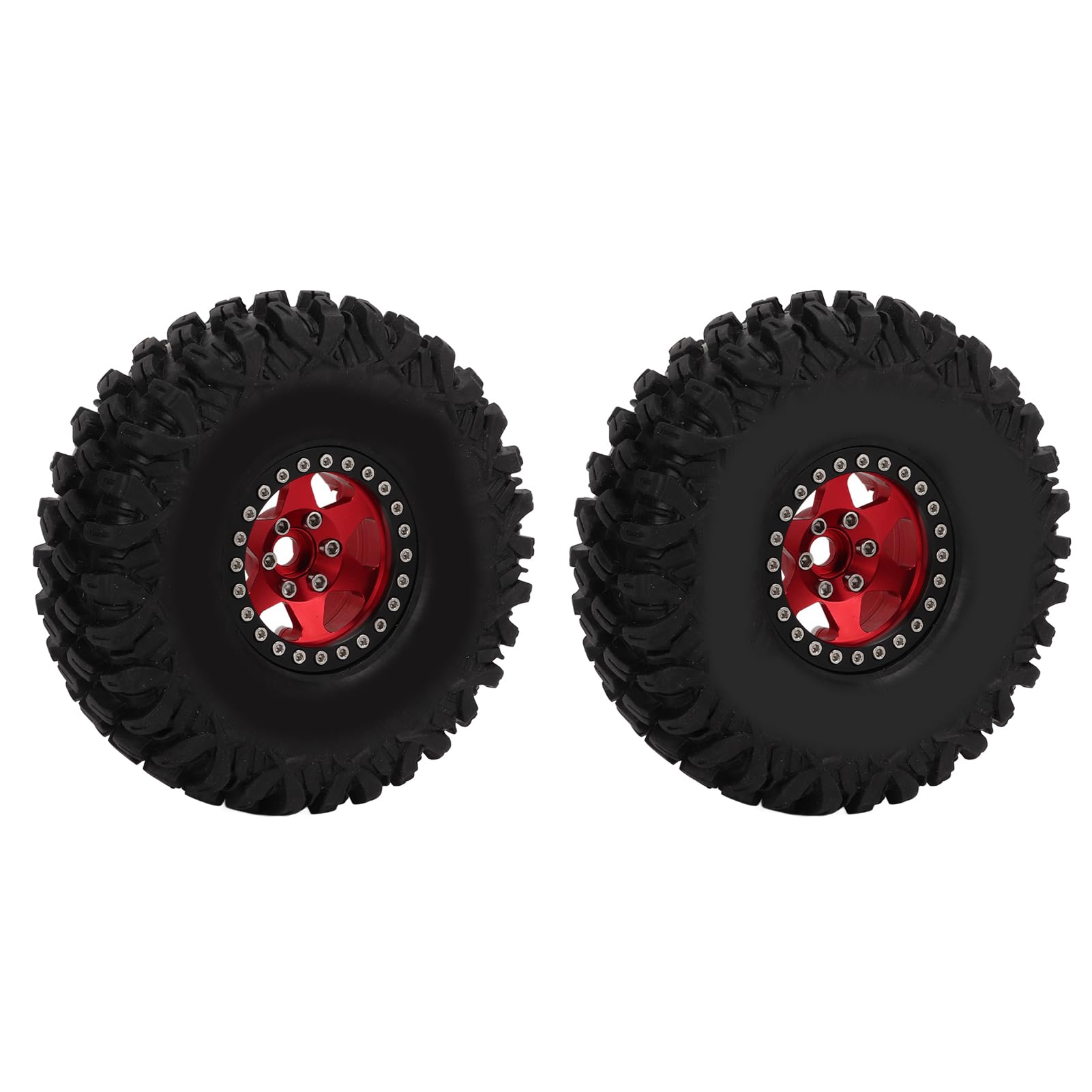 EMUKOEP Neumático de Plástico de Alta Resistencia Al Desgaste, 1,9 Pulgadas y 120mm para Coche Teledirigido 1/10, Excelente Agarre y Durabilidad, 2 Unidades por Juego (Rojo Negro)