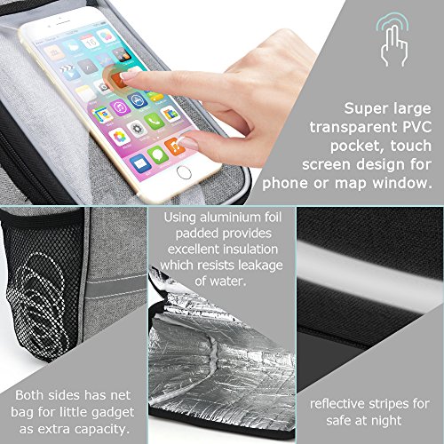 Bicyclestore Bicycle Cycling Basket Handlebar Bag With Sliver Grey Reflective Stripe Outdoor Activity Bicycle Pack Accessories Black 3.5L #TOP2