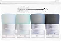 Vista 24 de Botellas exprimibles de condimentos para salsas, mini recipiente de silicona para aderezo de ensalada de 2 onzas para llevar con bolsa de sándwich