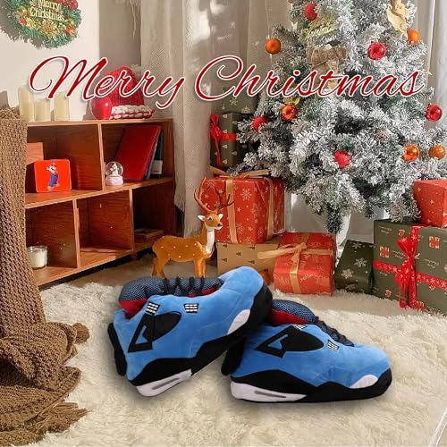 Image of WEIRTA Warm Plush Sneaker Slippers, Trendy Anti-Slip Furry Soft House Shoes Fluffy Unisex Comfy Home Slides One Size Fits Most Indoor Outdoor